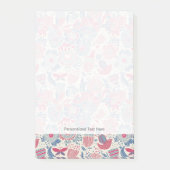 Blumenmuster mit Vogel und Schmetterling Post-it Klebezettel (Vorderseite)