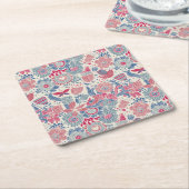Blumenmuster mit Vogel und Schmetterling Rechteckiger Pappuntersetzer (angewinkelt)