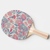 Blumenmuster mit Vogel und Schmetterling Tischtennis Schläger (Seitenansicht)