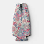 Blumenmuster mit Vögeln und Schmetterlingen Flaschenkühler (Rückseite)