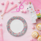 Blumenmuster mit Vögeln und Schmetterlingen Pappteller (Party)