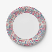 Blumenmuster mit Vögeln und Schmetterlingen Pappteller (Vorderseite)