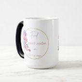 Blumenmuster mit Zitat-Tasse Verwandlungstasse (Vorderseite Links)
