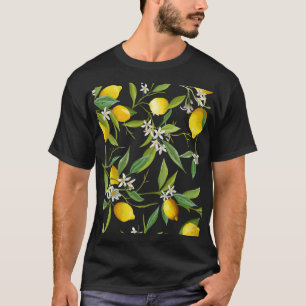 Blumenmuster mit Zitronenfrüchten im Vintage-Stil T-Shirt