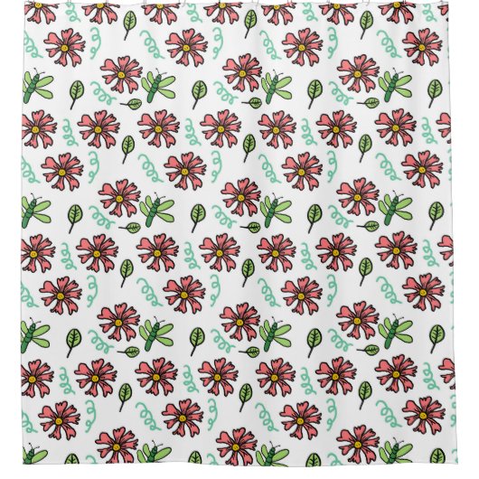 Blumenmuster (Mitteldrucke) Duschvorhang (Vorderseite)