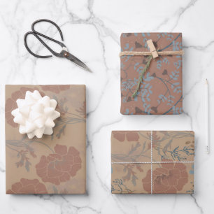 Blumenmuster, Mocha mousse Farbe Geschenkpapier Set