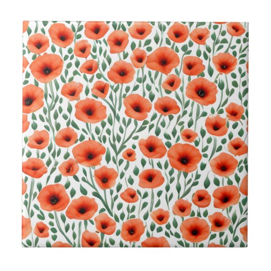 Blumenmuster Mohnblumen Fliese (Vorderseite)