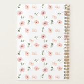 Blumenmuster Monogramm Anfangsbuchstaben Blush Planer (Rückseite)