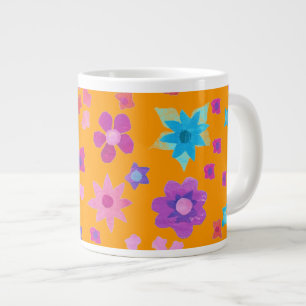 Blumenmuster, Multicolor auf hellen Orangen Jumbo-Tasse