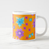 Blumenmuster, Multicolor auf hellen Orangen Jumbo-Tasse (Rechts)