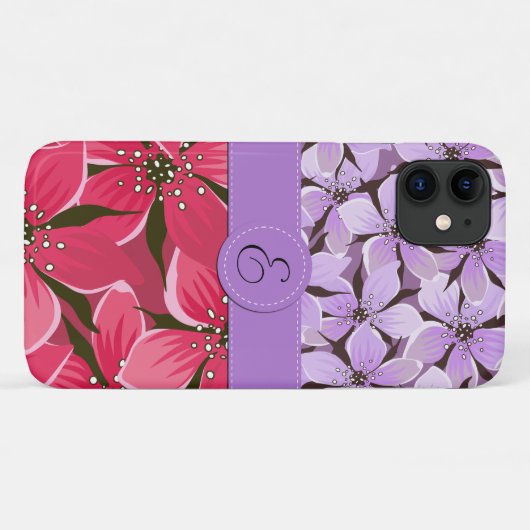Blumenmuster, Muster der Blume, Monogramm Case-Mate iPhone Hülle (Rückseite (Horizontal))