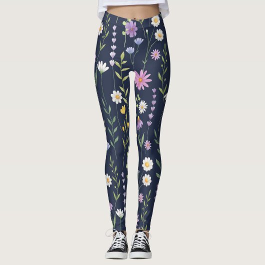 Blumenmuster-Muster-Fashion-Frühlingsblumen Leggings (Vorderseite)