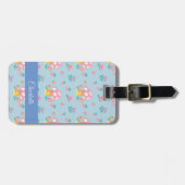 Blumenmuster Muster Pastellblau Gepäckanhänger (Vorderseite horizontal)