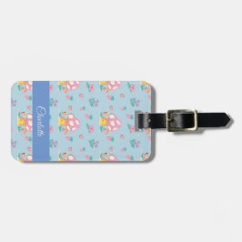 Blumenmuster Muster Pastellblau Gepäckanhänger