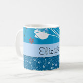 Blumenmuster, Muster von Blume, Ihr Name Kaffeetasse (Vorderseite Links)