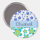 Blumenmuster, Muster von Blume, Ihr Name Magnet (Vorderseite/Rückseite)