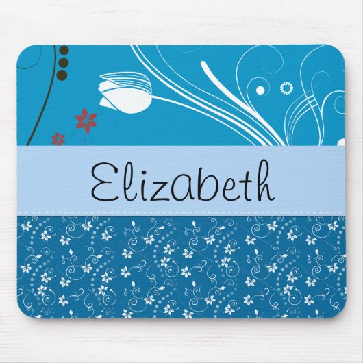 Blumenmuster, Muster von Blume, Ihr Name Mousepad (Vorne)