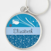 Blumenmuster, Muster von Blume, Ihr Name Schlüsselanhänger (Vorne)