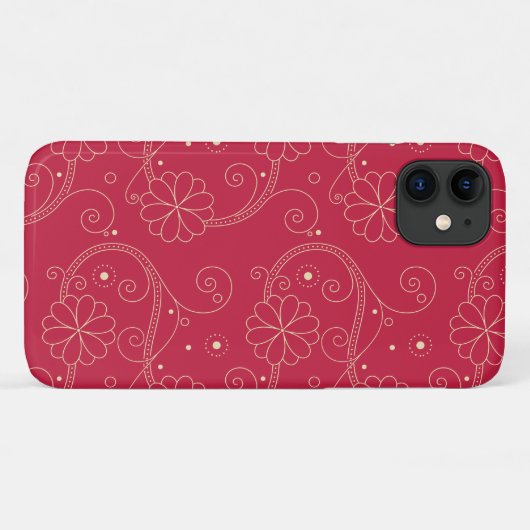 Blumenmuster, Muster von Blume, Punkte, rot Case-Mate iPhone Hülle (Rückseite (Horizontal))