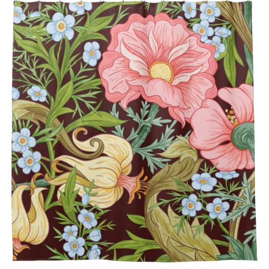 Blumenmuster nahtlos Hintergrund mit In Art Duschvorhang (Vorderseite)