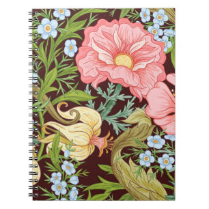 Blumenmuster nahtlos Hintergrund mit In Art Notizblock