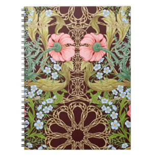 Blumenmuster nahtlos Hintergrund mit In Art Notizblock