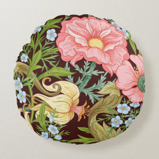 Blumenmuster nahtlos Hintergrund mit In Art Rundes Kissen