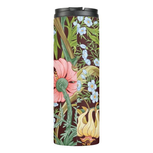 Blumenmuster nahtlos Hintergrund mit In Art Thermosbecher (Rückseite)