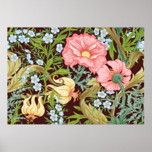Blumenmuster nahtlos, Hintergrund mit In der Kunst Poster