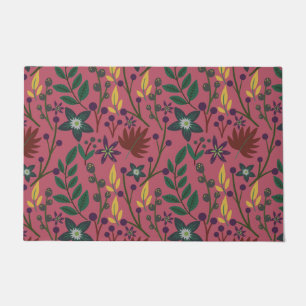 Blumenmuster nahtlos rosa Blume Blätter Verzweigun Fußmatte