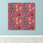 Blumenmuster nahtlos rosa Blume Blätter Verzweigun Leinwanddruck (Insitu (Holzboden))