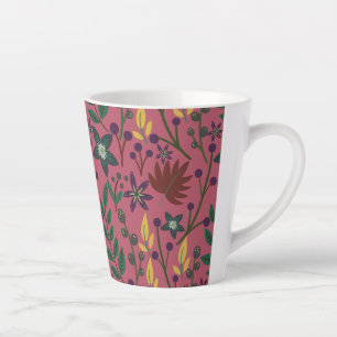 Blumenmuster nahtlos rosa Blume Blätter Verzweigun Milchtasse