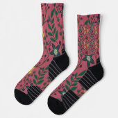 Blumenmuster nahtlos rosa Blume Blätter Verzweigun Socken (Links)