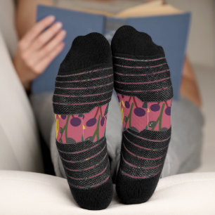 Blumenmuster nahtlos rosa Blume Blätter Verzweigun Socken