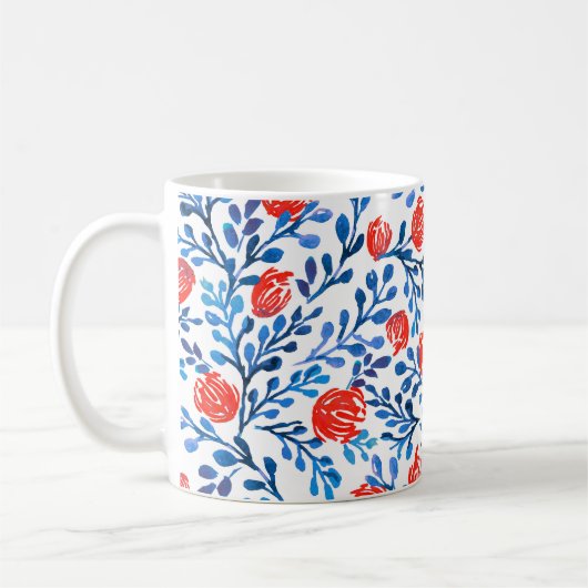 Blumenmuster: Nahtlose Blätter Kaffeetasse (Links)