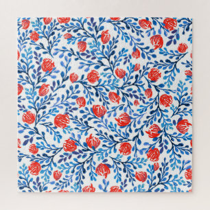 Blumenmuster: Nahtlose Blätter Puzzle