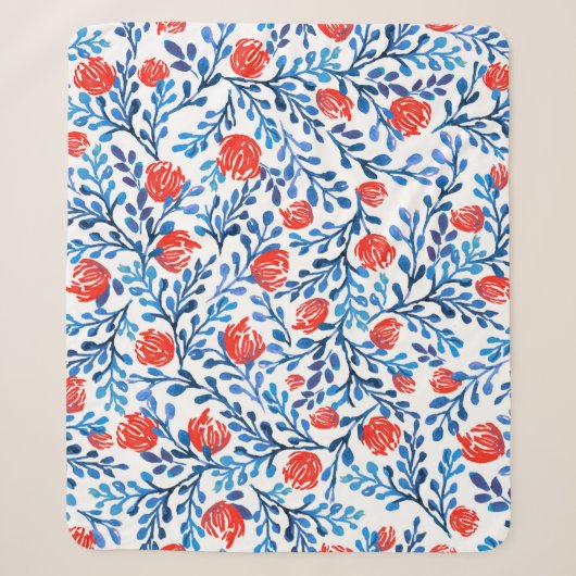 Blumenmuster: Nahtlose Blätter Sherpadecke (Vorderseite)