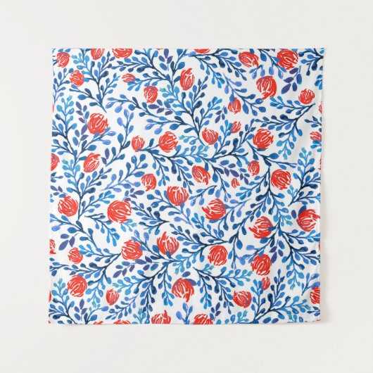 Blumenmuster: Nahtlose Blätter Wandteppich (Vorderseite)