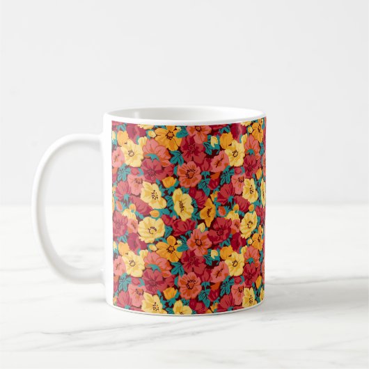 Blumenmuster nahtloser Retro. Anemone Kaffeetasse (Links)