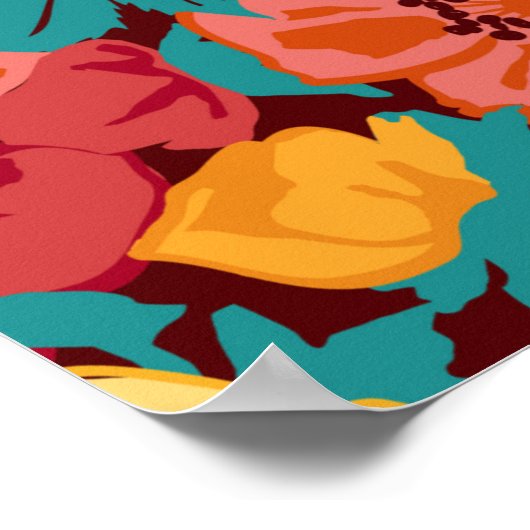 Blumenmuster nahtloser Retro. Anemone Poster (Ecke)