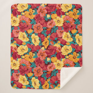 Blumenmuster nahtloser Retro. Anemone Sherpadecke
