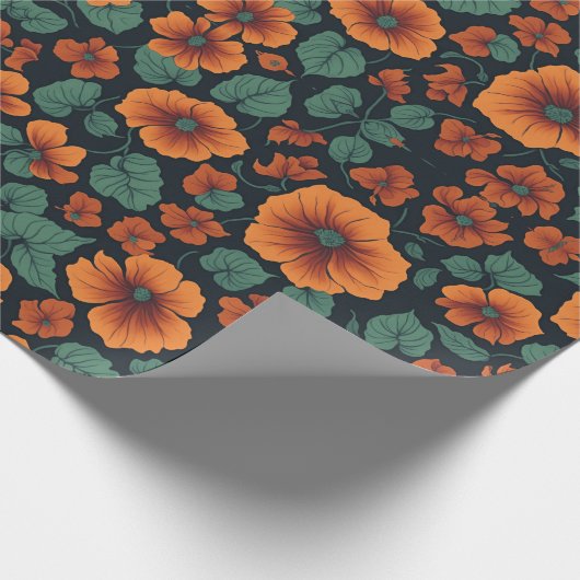 Blumenmuster Nasturtium-Blume Geschenkpapier (Ecke)