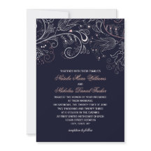 Blumenmuster Navy Tulip - Einladung zur Hochzeit