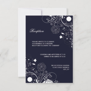 Blumenmuster Navy/White - Empfang Einladung