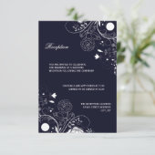Blumenmuster Navy/White - Empfang Einladung (Stehend Vorderseite)