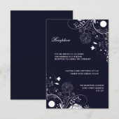 Blumenmuster Navy/White - Empfang Einladung (Vorne/Hinten)