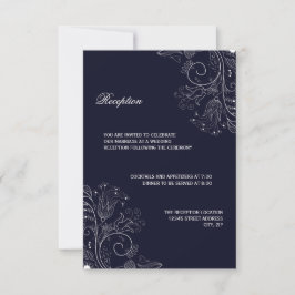 Blumenmuster Navy/White - Empfang Einladung