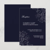 Blumenmuster Navy/White - Empfang Einladung (Vorne/Hinten)