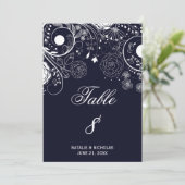 Blumenmuster Navy/White - Tischnummer (Stehend Vorderseite)