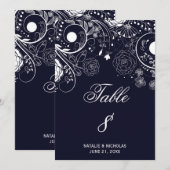 Blumenmuster Navy/White - Tischnummer (Vorne/Hinten)